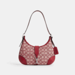 [Pre Order]-Coach Hamptons Hobo Bag In Signature Textile Jacquard (Ruby Ivory) Boutique Collection