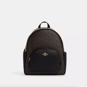 Coach Court Backpack In Signature Canvas (Walnut Black)