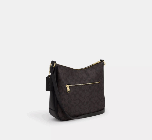 Coach Ellie File Bag In Signature Canvas (Walnut Black) - Image 3