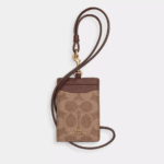 Coach Id Lanyard In Signaure Canvas (Tan Brown)