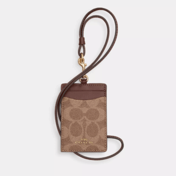 Coach Id Lanyard In Signaure Canvas (Tan Brown)