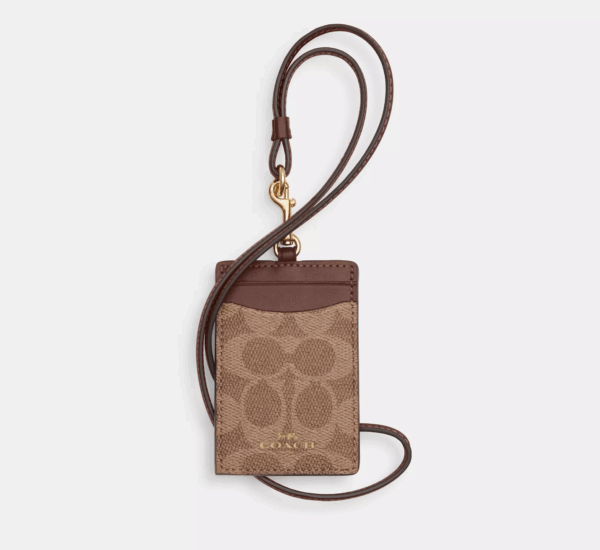 [Pre Order]-Coach Id Lanyard In Signaure Canvas (Tan Brown)