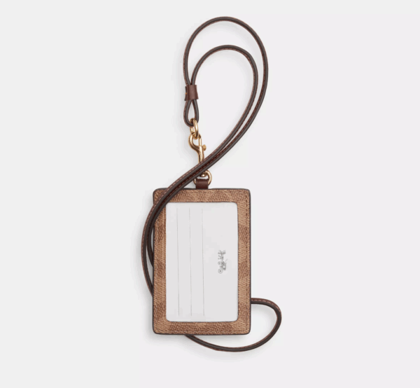[Pre Order]-Coach Id Lanyard In Signaure Canvas (Tan Brown) - Image 2
