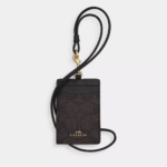 Coach Id Lanyard In Signaure Canvas (Walnut Black)