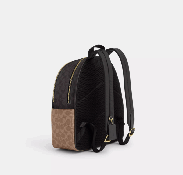 Coach Court Backpack In Blocked Signature Canvas (Walnut Tan) - Image 4