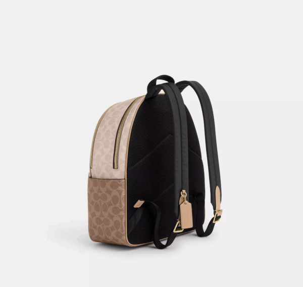Coach Court Backpack In Blocked Signature Canvas (Sand Tan) - Image 3