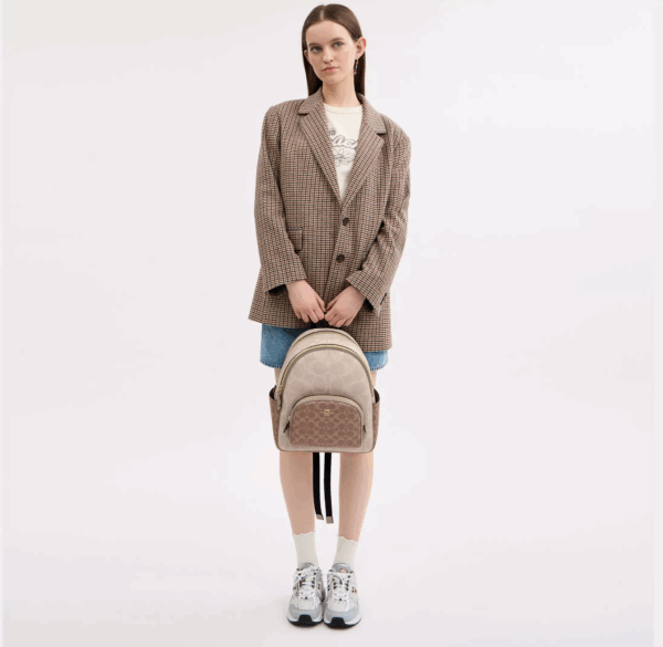 Coach Court Backpack In Blocked Signature Canvas (Sand Tan) - Image 2