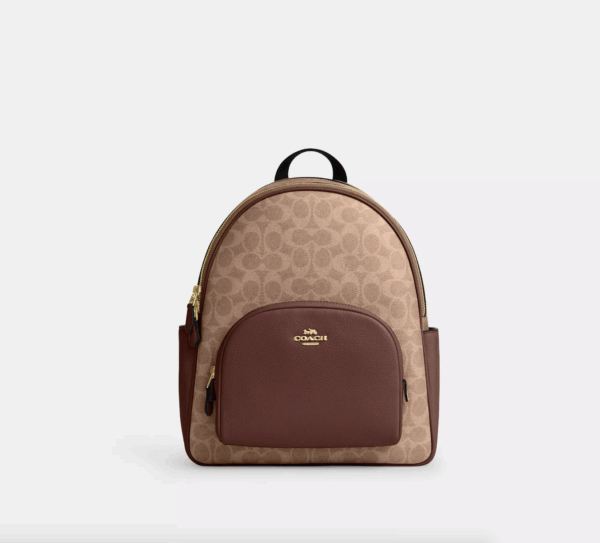Coach Court Backpack In Signature Canvas(Tan Brown)