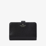 Kate Spade Lena Pebbled Leather Medium Compact Bifold Wallet (Black)