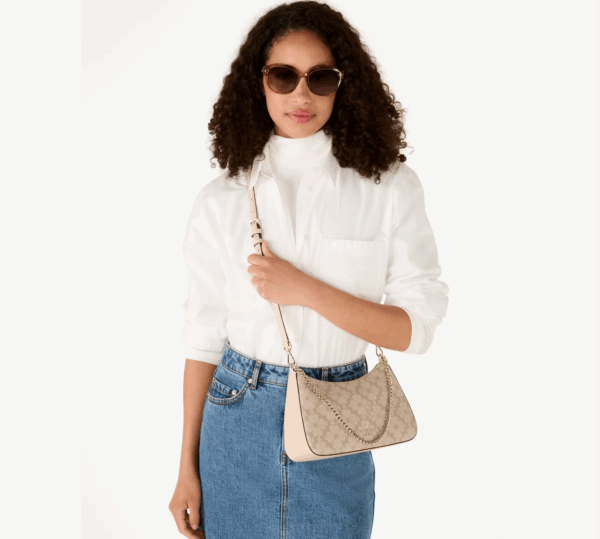 Kate Spade Signature Spade Flower Medium Convertible Crossbody (Dark Beige) - Image 2