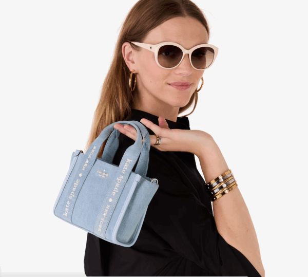 [Pre Order]-Kate Spade Kip Denim Mini Tote (Blue Multi) - Image 4