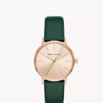 Armani Exchange Three-Hand Green Leather Women Watch(AX5577)