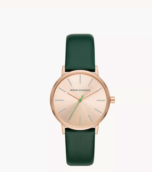 Armani Exchange Three-Hand Green Leather Women Watch(AX5577)