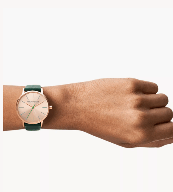 Armani Exchange Three-Hand Green Leather Women Watch(AX5577) - Image 2