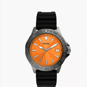 Fossil Bannon Three-Hand Date Black Silicone Men Watch (BQ2780)