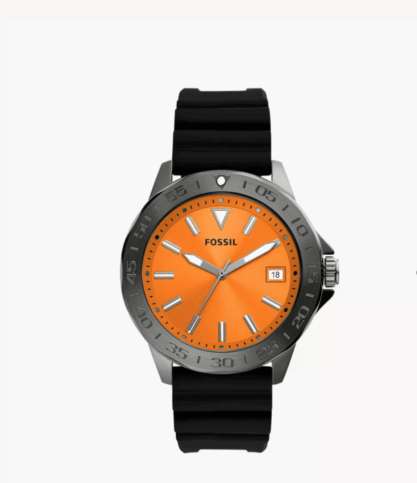 Fossil Bannon Three-Hand Date Black Silicone Men Watch (BQ2780)