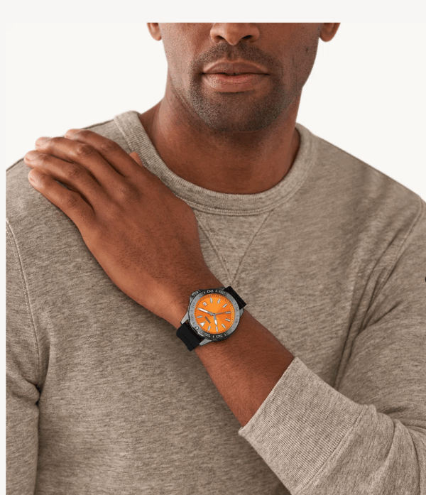 Fossil Bannon Three-Hand Date Black Silicone Men Watch (BQ2780) - Image 3