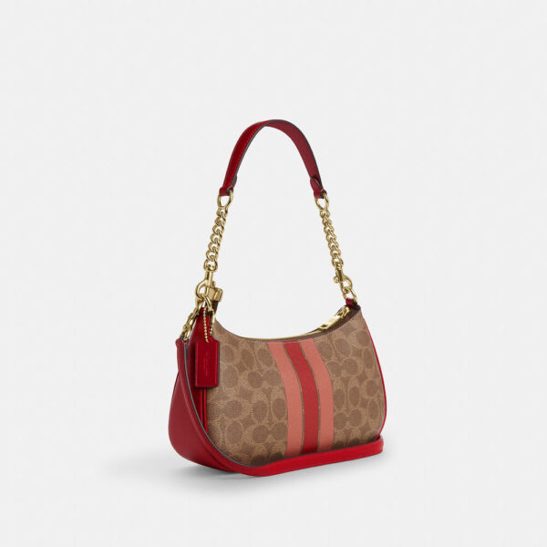 [Pre Order]-Coach Teri Shoulder Bag In Signature Canvas With Stripe (Tan Multi) - Image 2