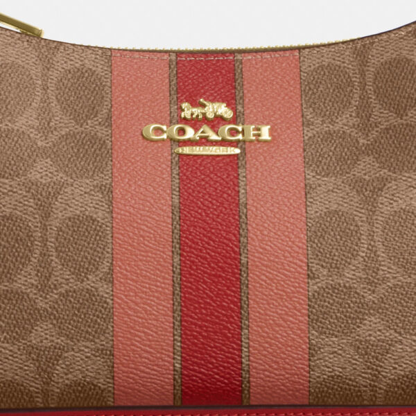 [Pre Order]-Coach Teri Shoulder Bag In Signature Canvas With Stripe (Tan Multi) - Image 7