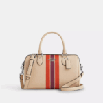 Coach Rowan Satchel Bag With Stripe (Ivory Multi)