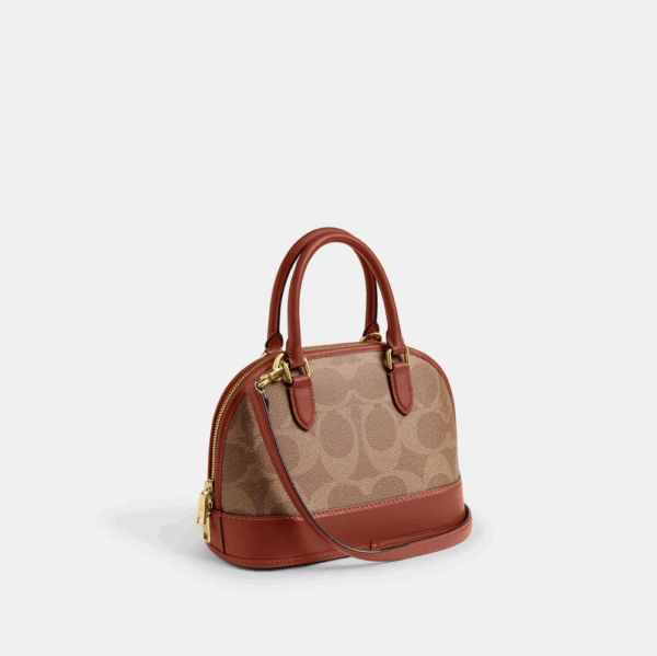[Pre Order]-Coach Sabrina Satchel Bag In Signature Canvas (Tan Caramel) - Image 6