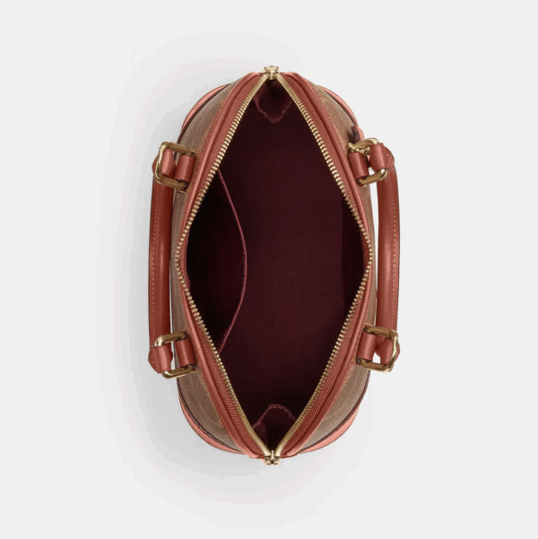 [Pre Order]-Coach Sabrina Satchel Bag In Signature Canvas (Tan Caramel) - Image 3