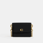 Coach Essential Half Flap Card Case (Black)-Boutique Collection