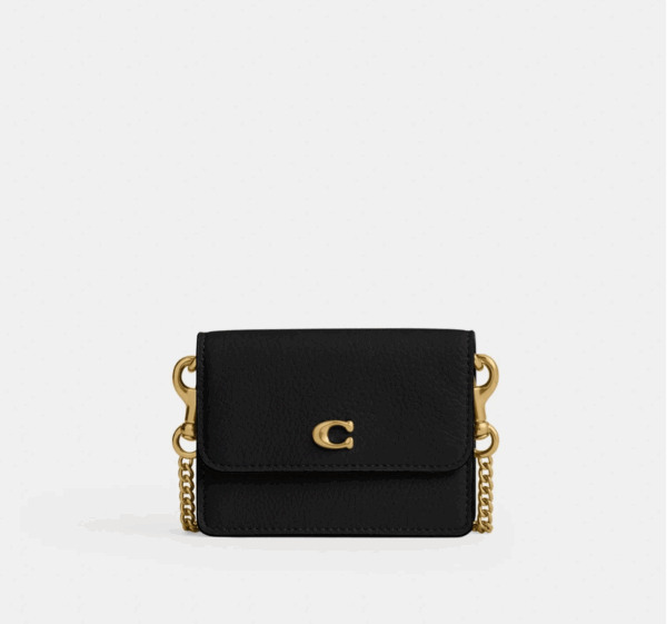 Coach Essential Half Flap Card Case (Black)-Boutique Collection