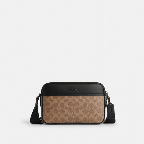 [Pre Order]-Coach Graham Crossbody Bag In Signature Canvas (Tan Black)