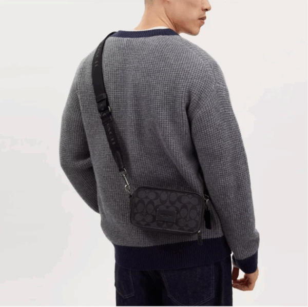 Coach Wyatt Crossbody Bag In Signature Canvas (Charcoal) - Image 4