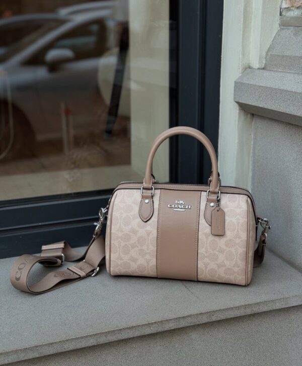 Coach Rowan Satchel Bag In Signature Canvas (Sand/Taupe) - Image 2