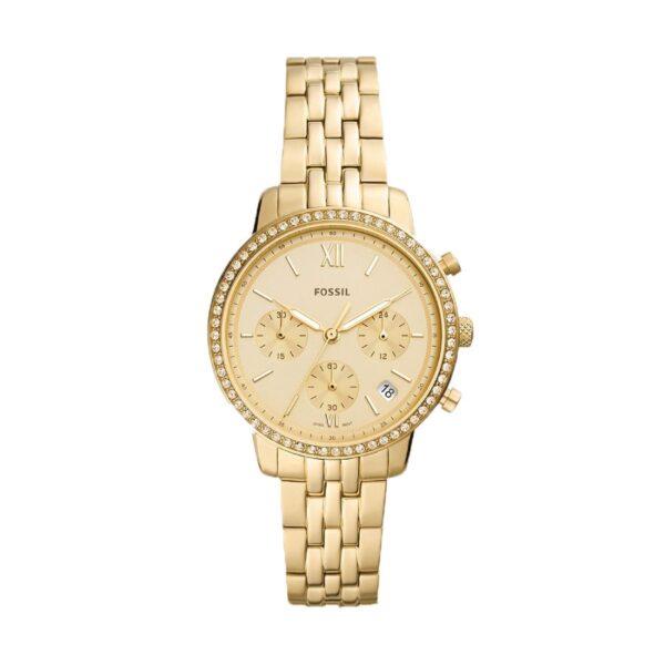 Fossil Carlie Neutra Chronograph Gold-Tone Stainless Steel Quartz Women Watch (ES5219)