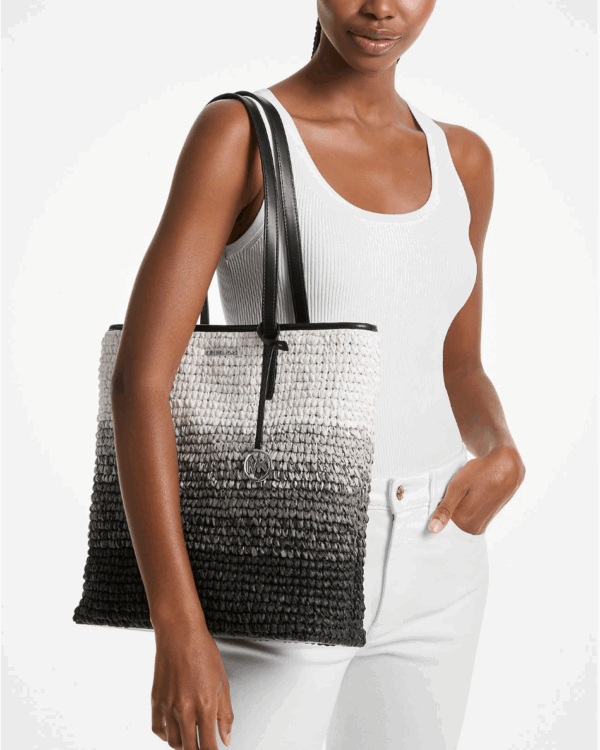 [Pre Order]-Michael Kors The Michael Ombré Straw Tote Bag (Black) BEST DEAL - Image 3