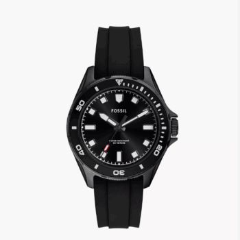 Fossil Dalton Three-Hand Black Silicone Men Watch (BQ2886)