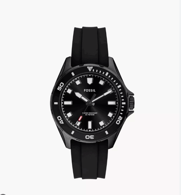 Fossil Dalton Three-Hand Black Silicone Men Watch (BQ2886)