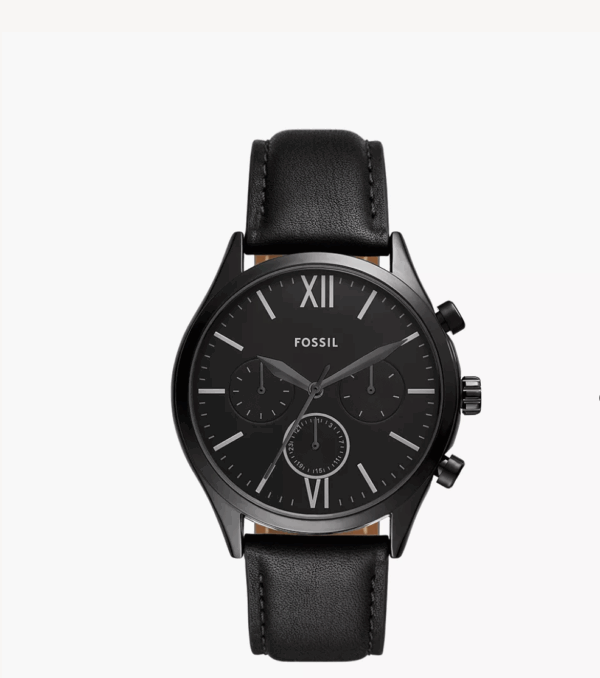Fossil Fenmore Multifunction Black Leather Men Watch (BQM2364)
