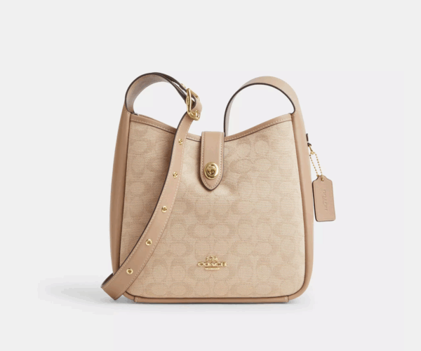 [Pre Order]-Coach Hadley Convertible Crossbody Bag With Signature Canvas (Dark Natural)