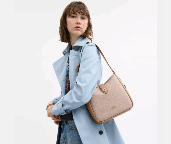 [Pre Order]-Coach Hadley Convertible Crossbody Bag With Signature Canvas (Dark Natural) - Image 2
