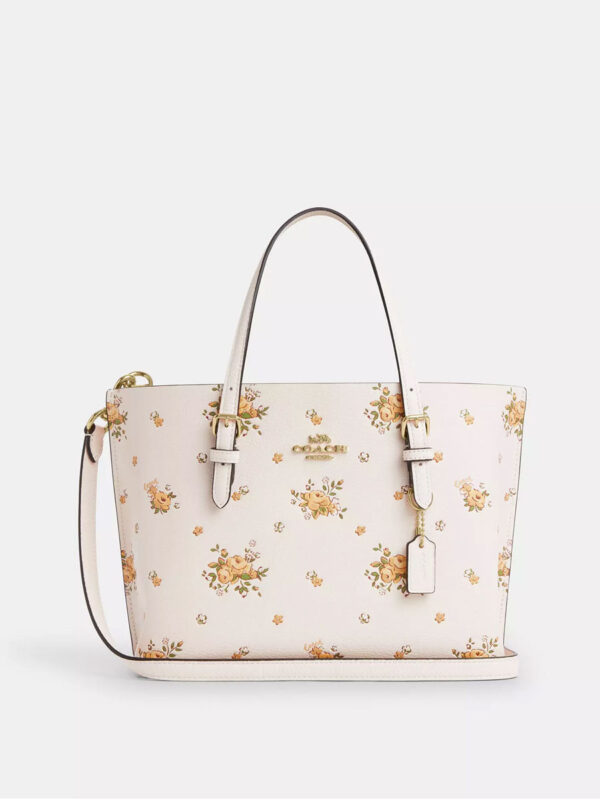Coach Mollie Tote Bag 25 With Floral Print(Chalk)