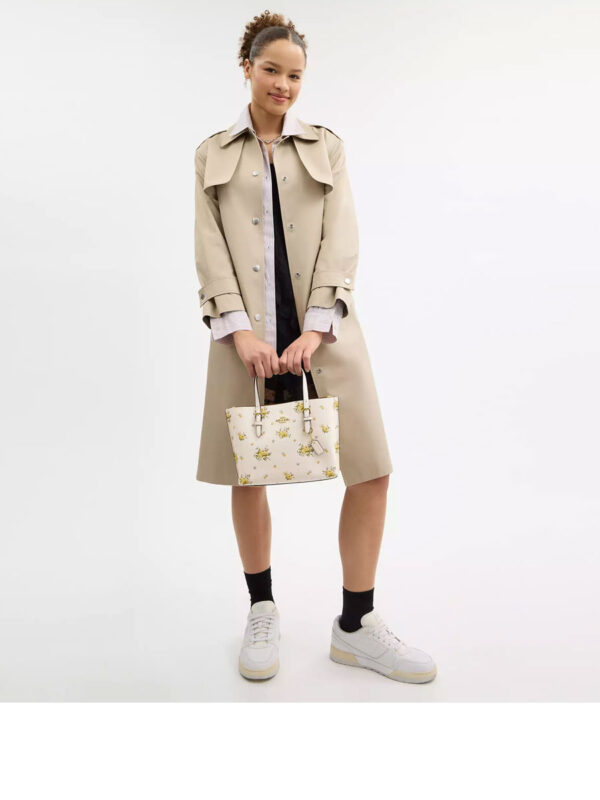 Coach Mollie Tote Bag 25 With Floral Print(Chalk) - Image 4