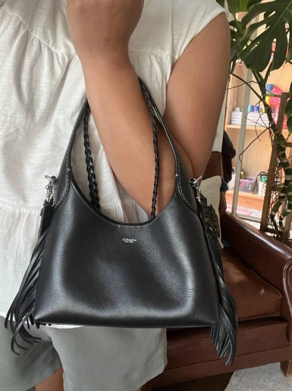 [Pre Order]-Coach Brooklyn Shoulder Bag 23 With Fringe (Black) Boutique Collection - Image 3