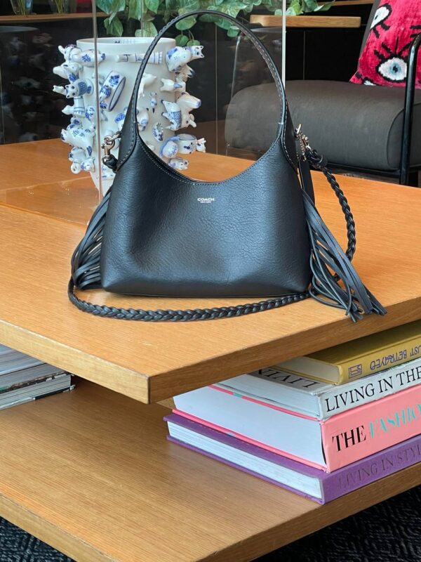 [Pre Order]-Coach Brooklyn Shoulder Bag 23 With Fringe (Black) Boutique Collection - Image 5