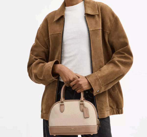 [Pre Order]-Coach Sabrina Satchel Bag In Colorblock (Taupe) - Image 2