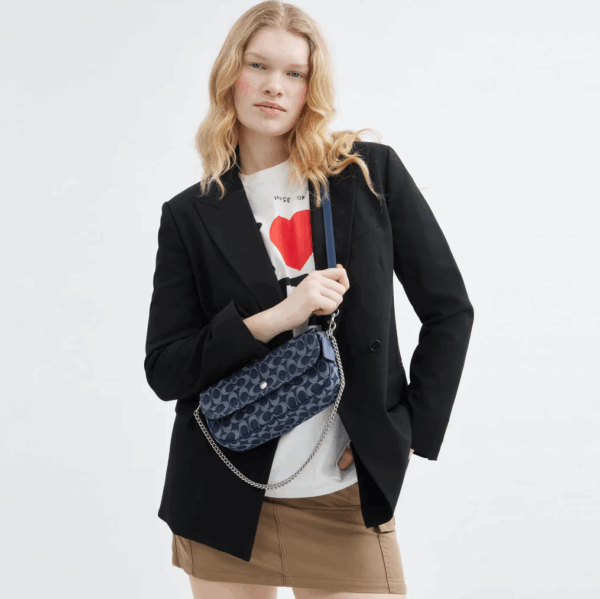 [Pre Order]-Coach Brook Flap Chain Bag In Signature Denim (Deep Blue Multi) BOUTIQUE COLLECTION - Image 6