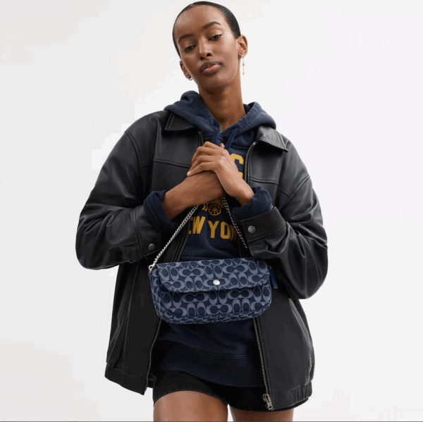 [Pre Order]-Coach Brook Flap Chain Bag In Signature Denim (Deep Blue Multi) BOUTIQUE COLLECTION - Image 3