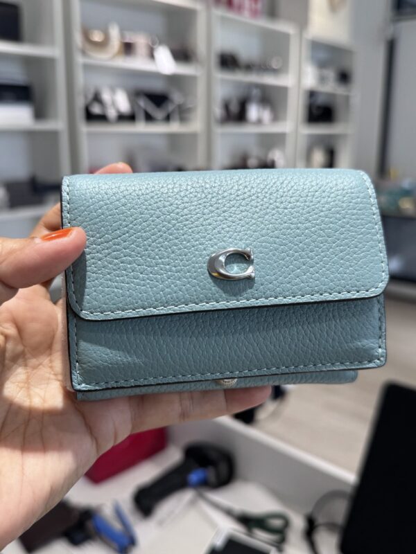 Coach Essential Mini Trifold Wallet (Aquamarine)-Boutique Collection - Image 4