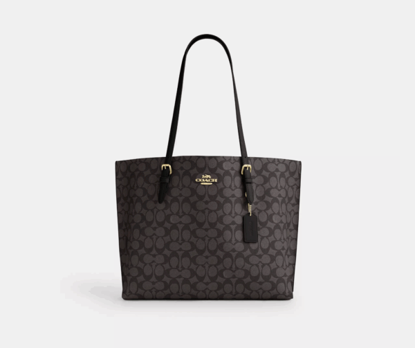 Coach Mollie Tote Bag In Signature Canvas (Walnut Black)