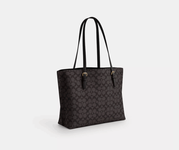 Coach Mollie Tote Bag In Signature Canvas (Walnut Black) - Image 5