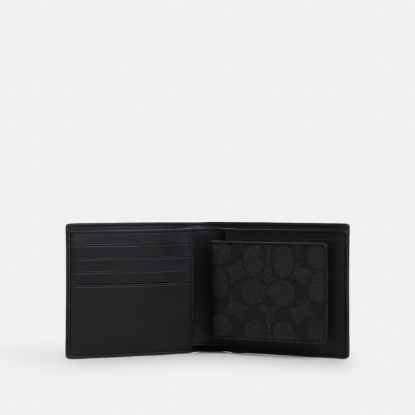 Coach Boxed 3-In-1 Wallet Gift Set In Signature Canvas (Charcoal Black) - Image 2