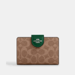 Coach Medium Corner Zip Wallet In Signature Canvas (Shamrock)